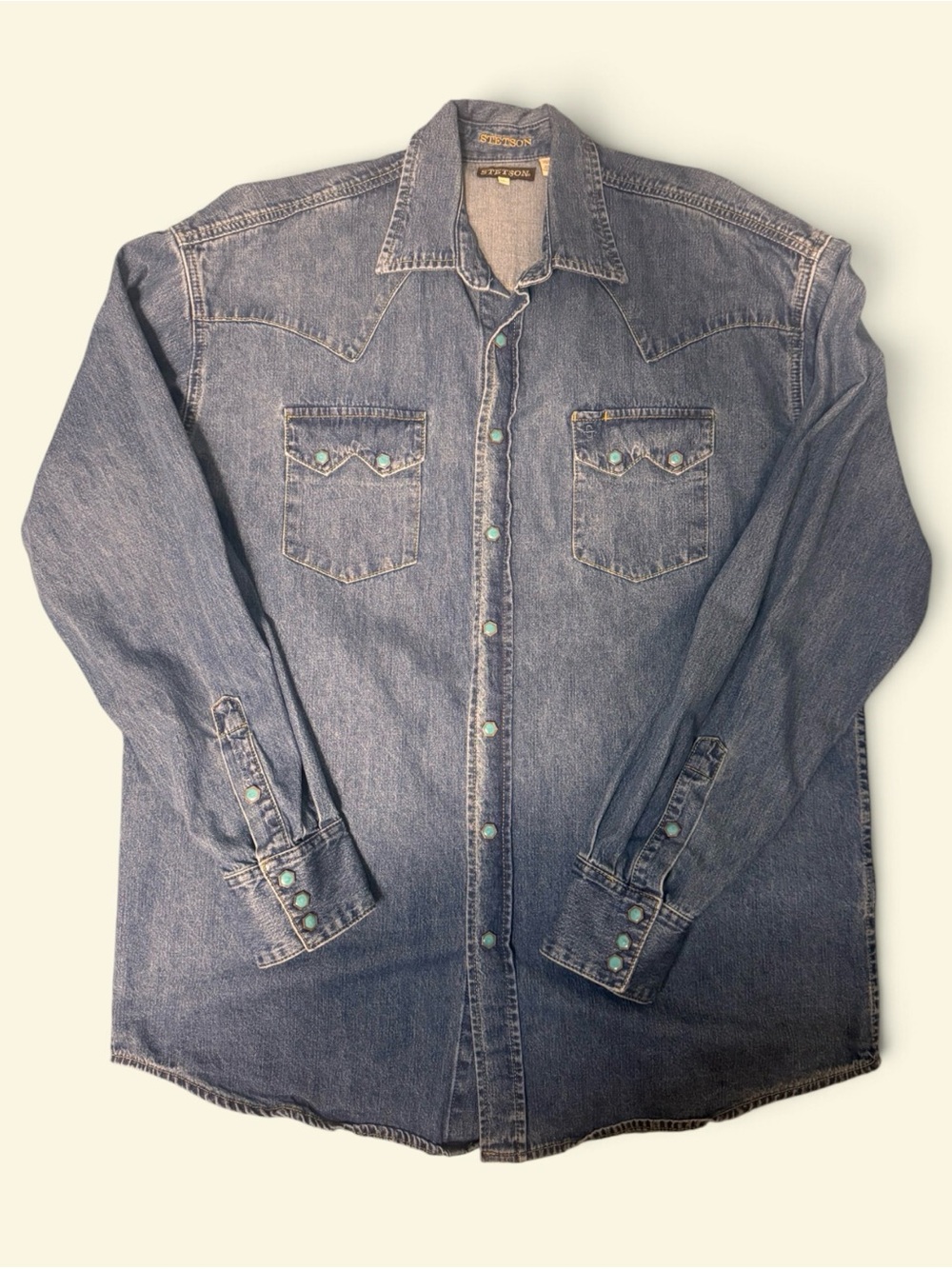 Stetson Blue Denim Western Shirt Size XL